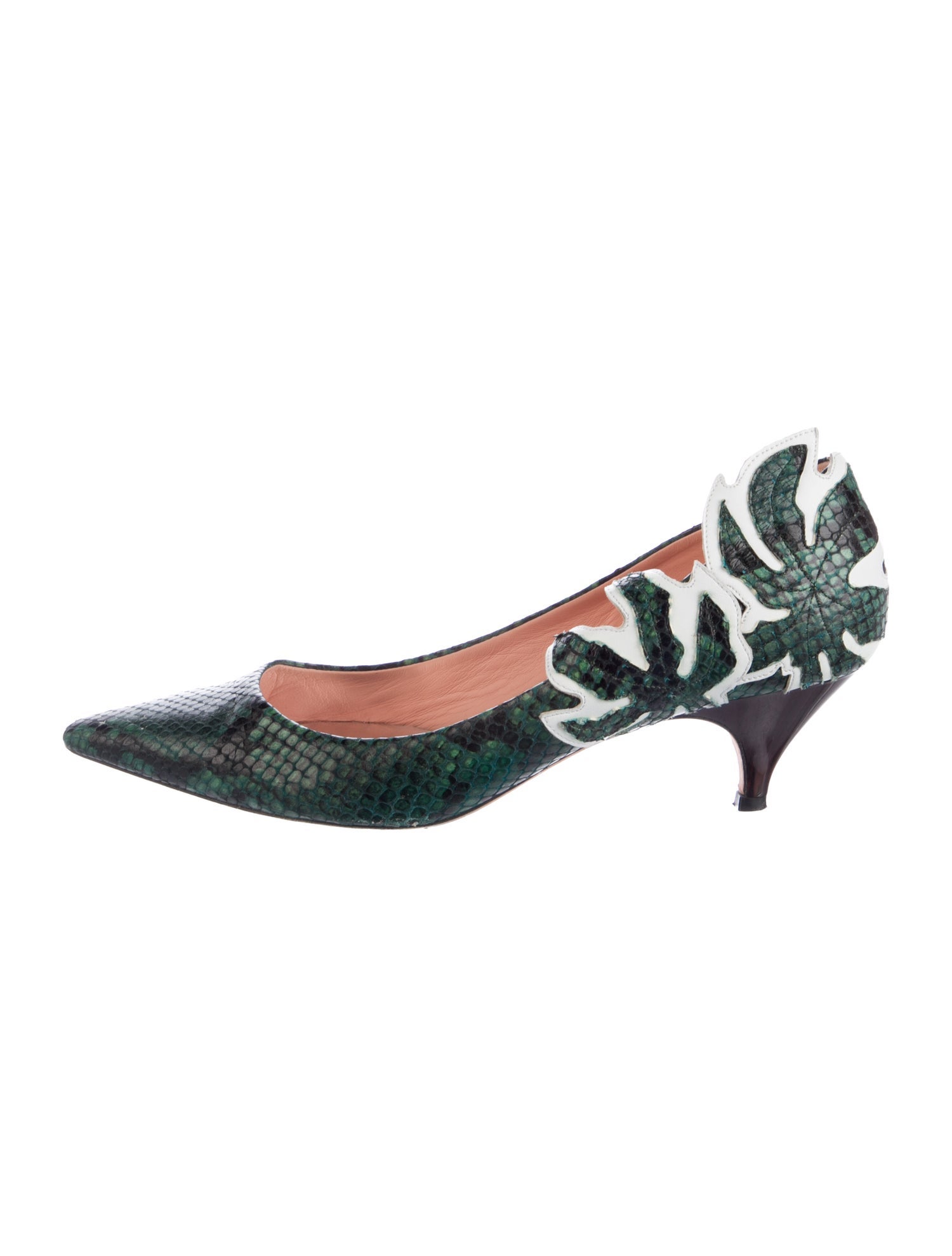 Rochas Snakeskin Animal Print Slingback Pumps