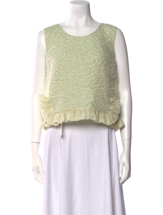 Rochas Scoop Neck Sleeveless Crop Top