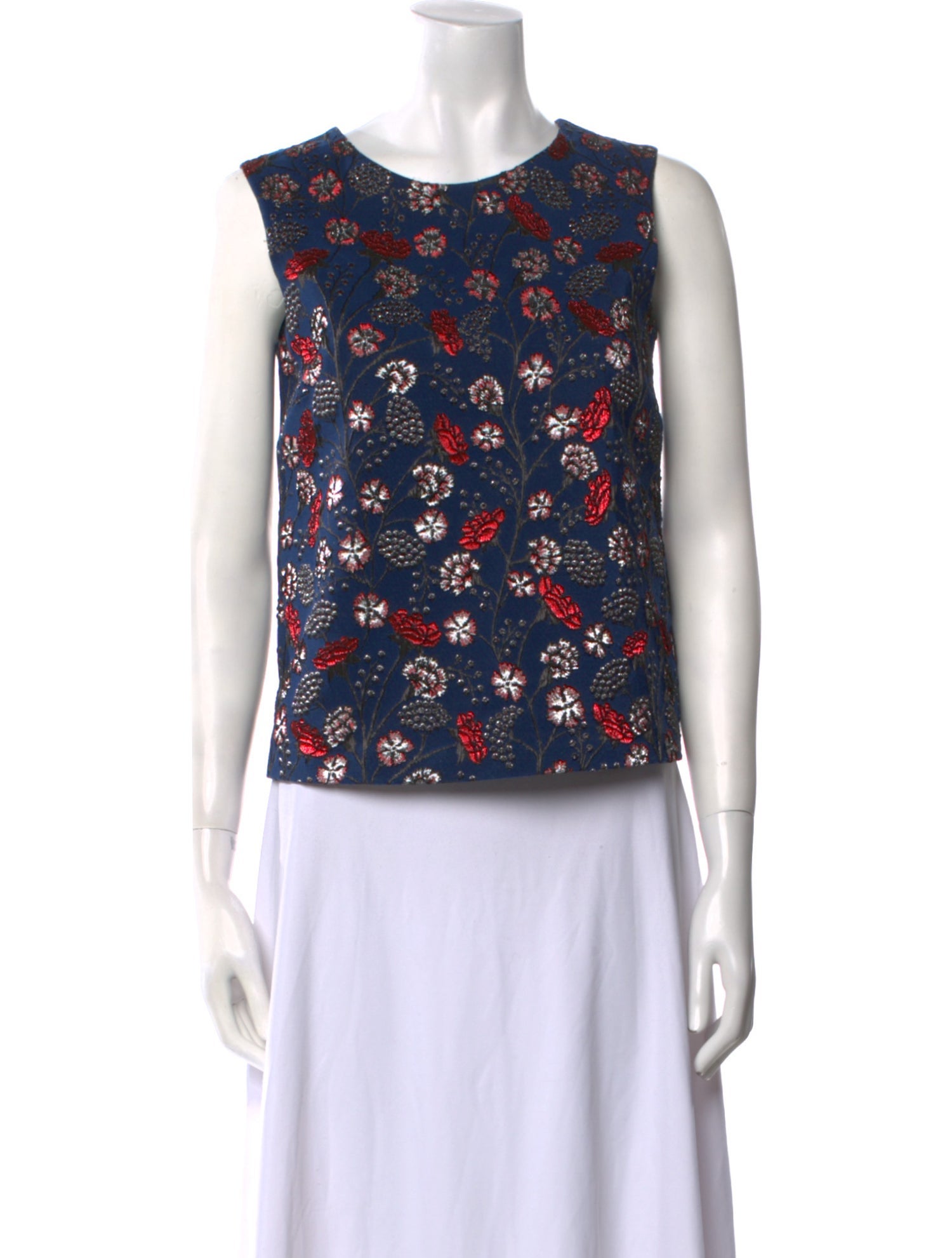 Rochas Silk Floral Print Crop Top