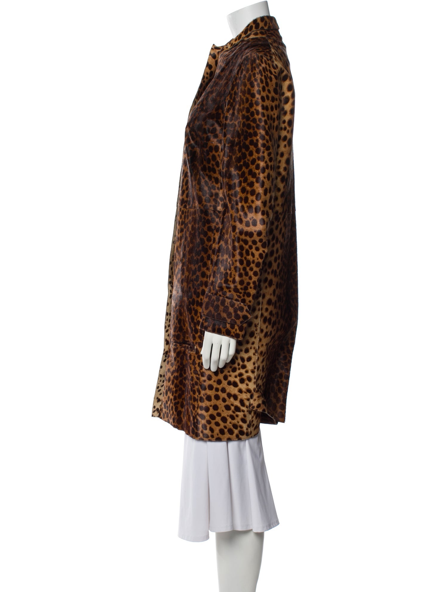 Rochas Calf Leather Animal Print Coat