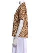 Rochas Animal Print Short Sleeve Button-Up Top