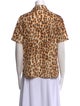 Rochas Animal Print Short Sleeve Button-Up Top