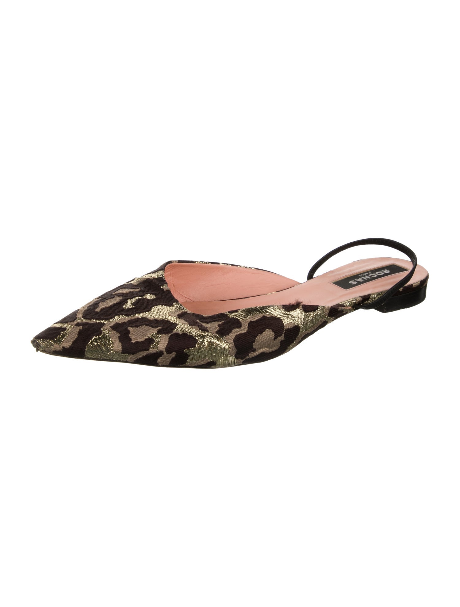 Rochas Jacquard Animal Print Slingback Flats