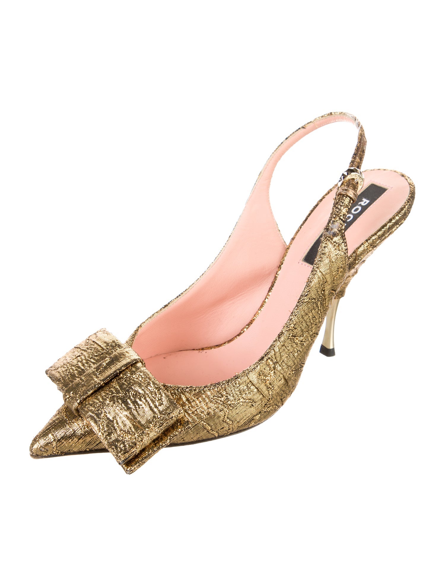 Rochas Bow Accents Slingback Pumps