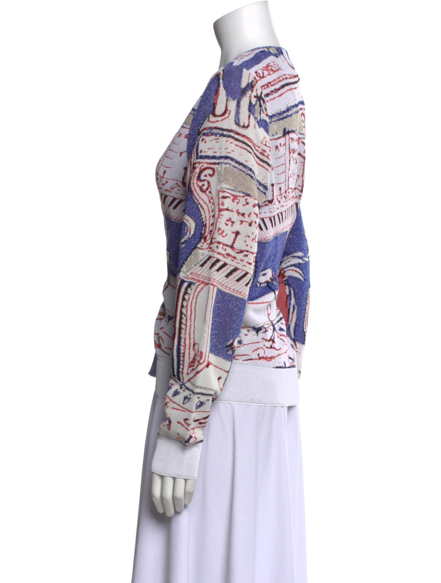 Rochas Printed V-Neck Sweater