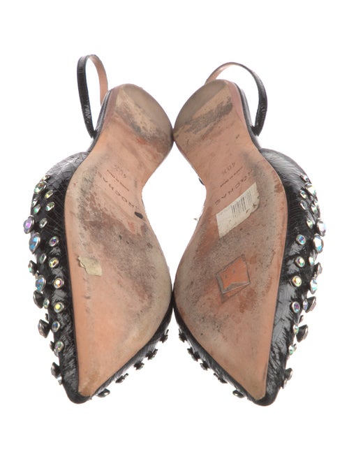 Rochas Patent Leather Crystal Embellishments Slingback Flats