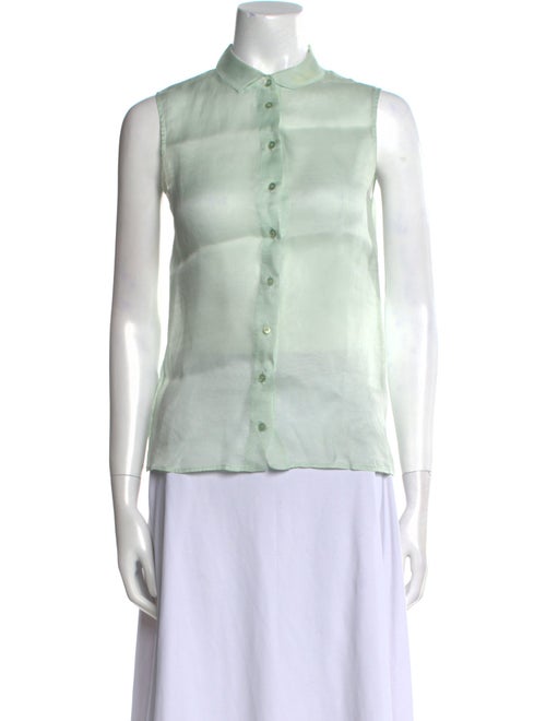Rochas Silk Mock Neck Button-Up Top