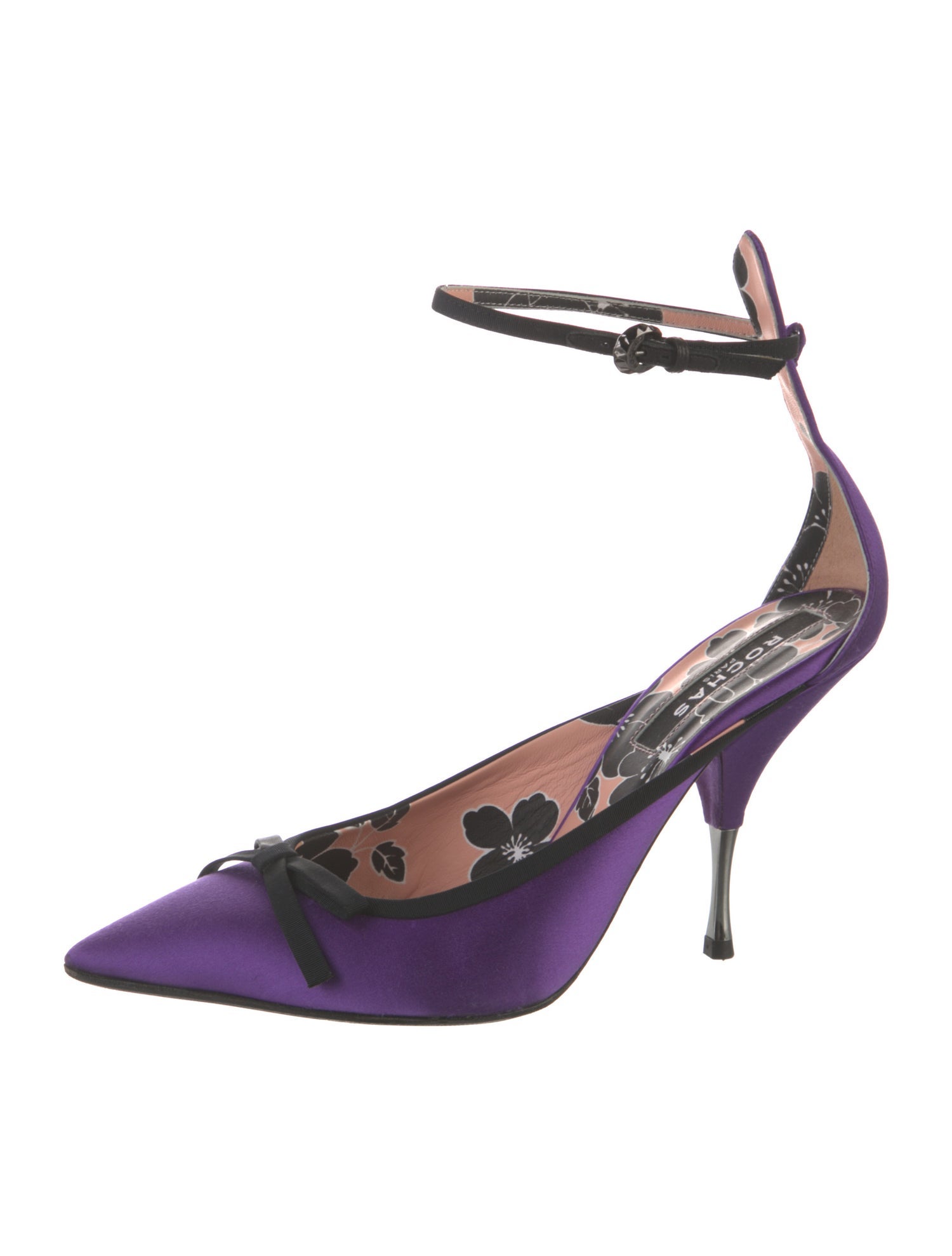 Rochas Satin Colorblock Pattern D'Orsay Pumps