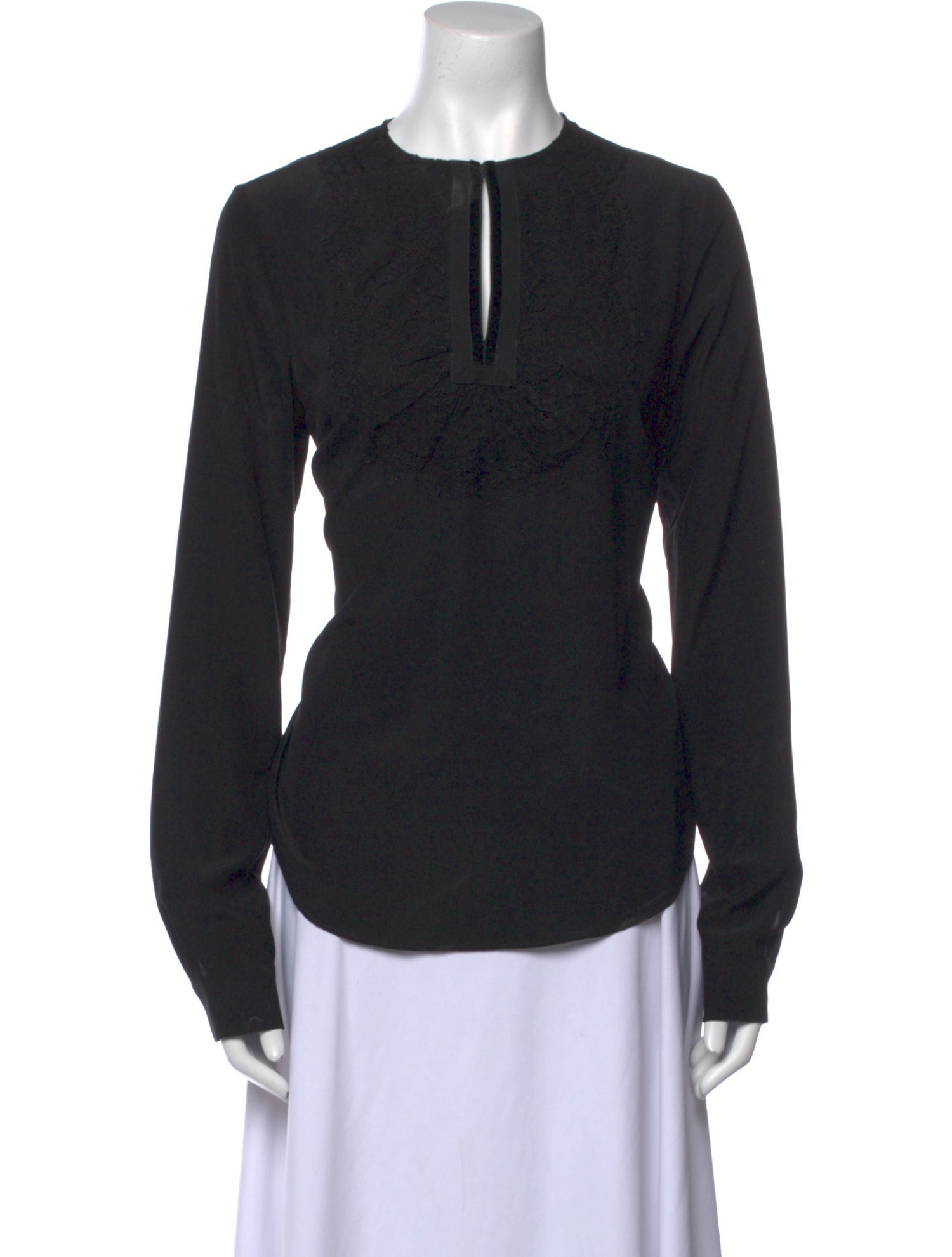 Rochas Silk V-Neck Button-Up Top