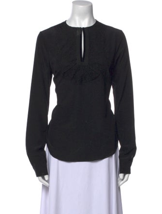 Rochas Silk V-Neck Button-Up Top