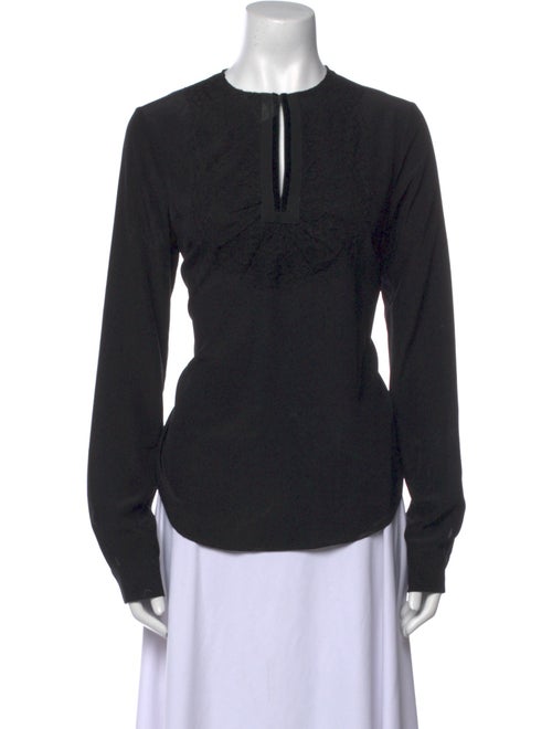 Rochas Silk V-Neck Button-Up Top