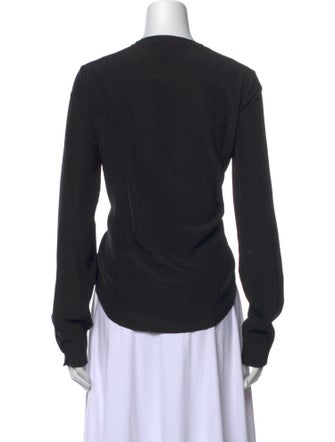 Rochas Silk V-Neck Button-Up Top