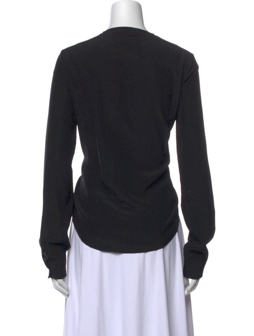 Rochas Silk V-Neck Button-Up Top