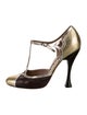 Rochas Leather Animal Print T-Strap Pumps