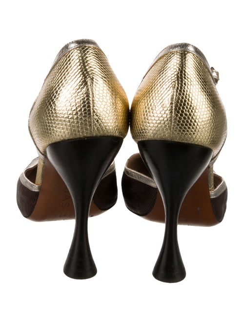 Rochas Leather Animal Print T-Strap Pumps