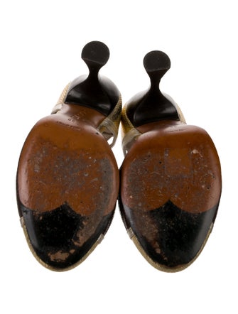 Rochas Leather Animal Print T-Strap Pumps