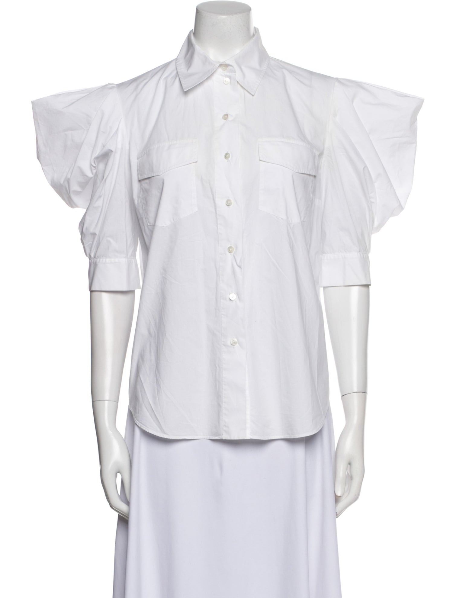 Rochas Three-Quarter Sleeve Button-Up Top