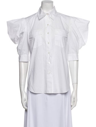 Rochas Three-Quarter Sleeve Button-Up Top