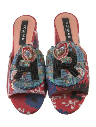 Rochas Floral Print Slides