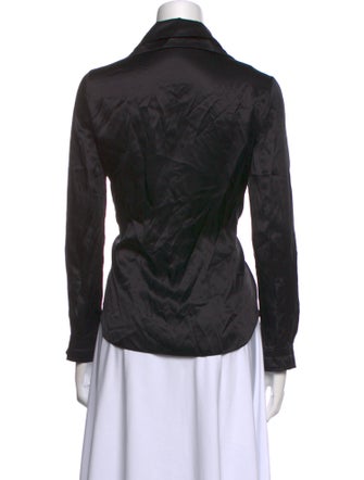 Rochas Silk Long Sleeve Button-Up Top