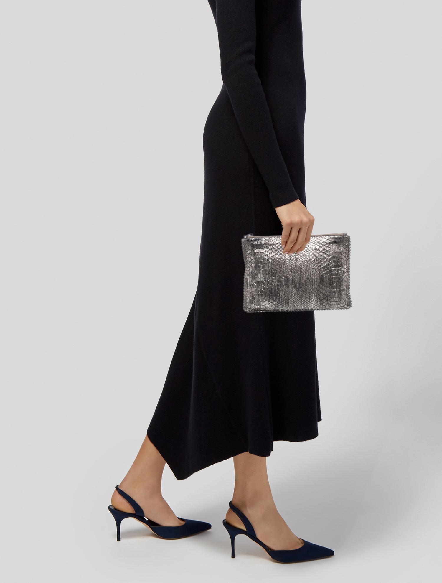 Rochas Embossed Leather Clutch