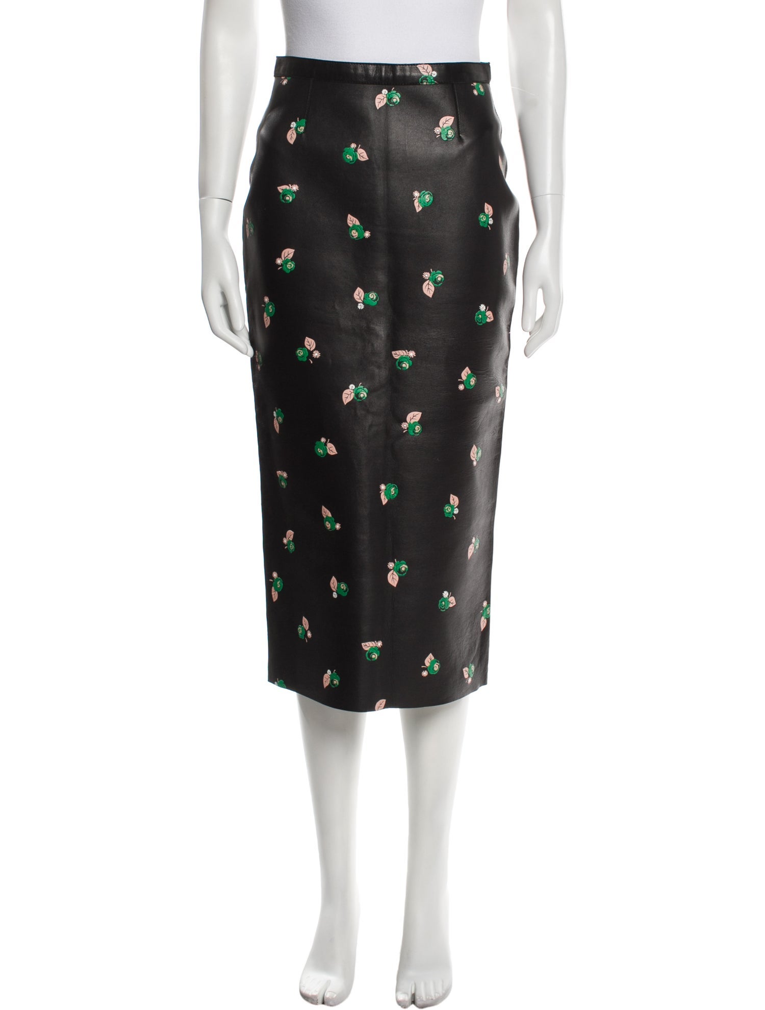 Rochas Lamb Leather Midi Length Skirt