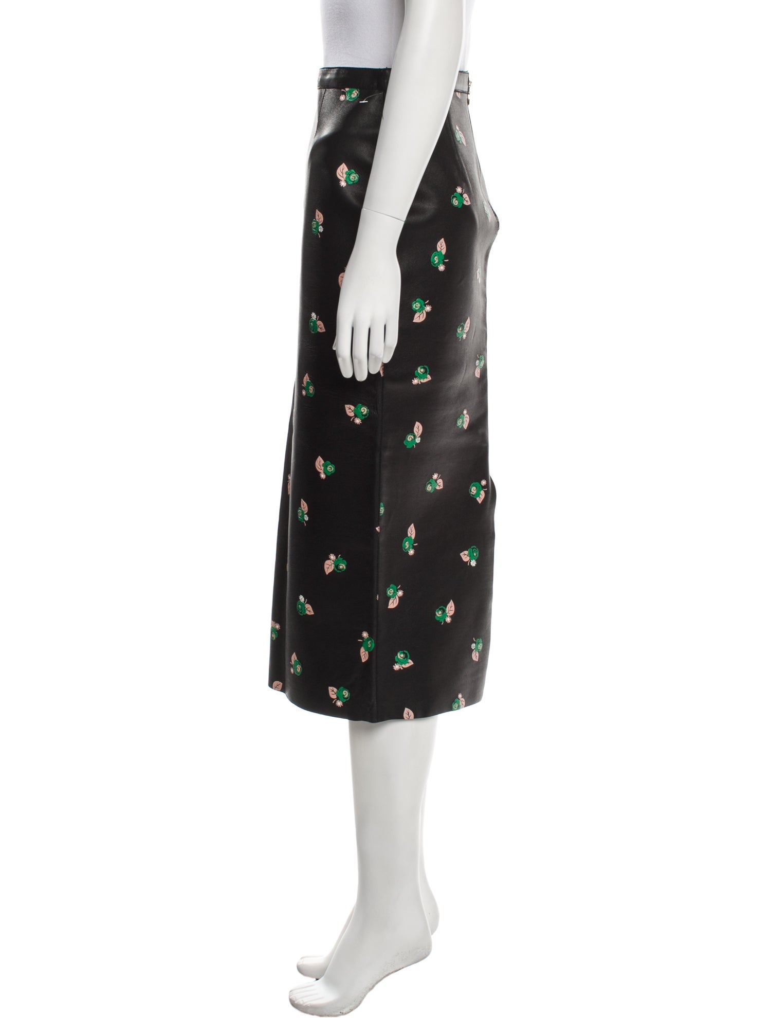 Rochas Lamb Leather Midi Length Skirt