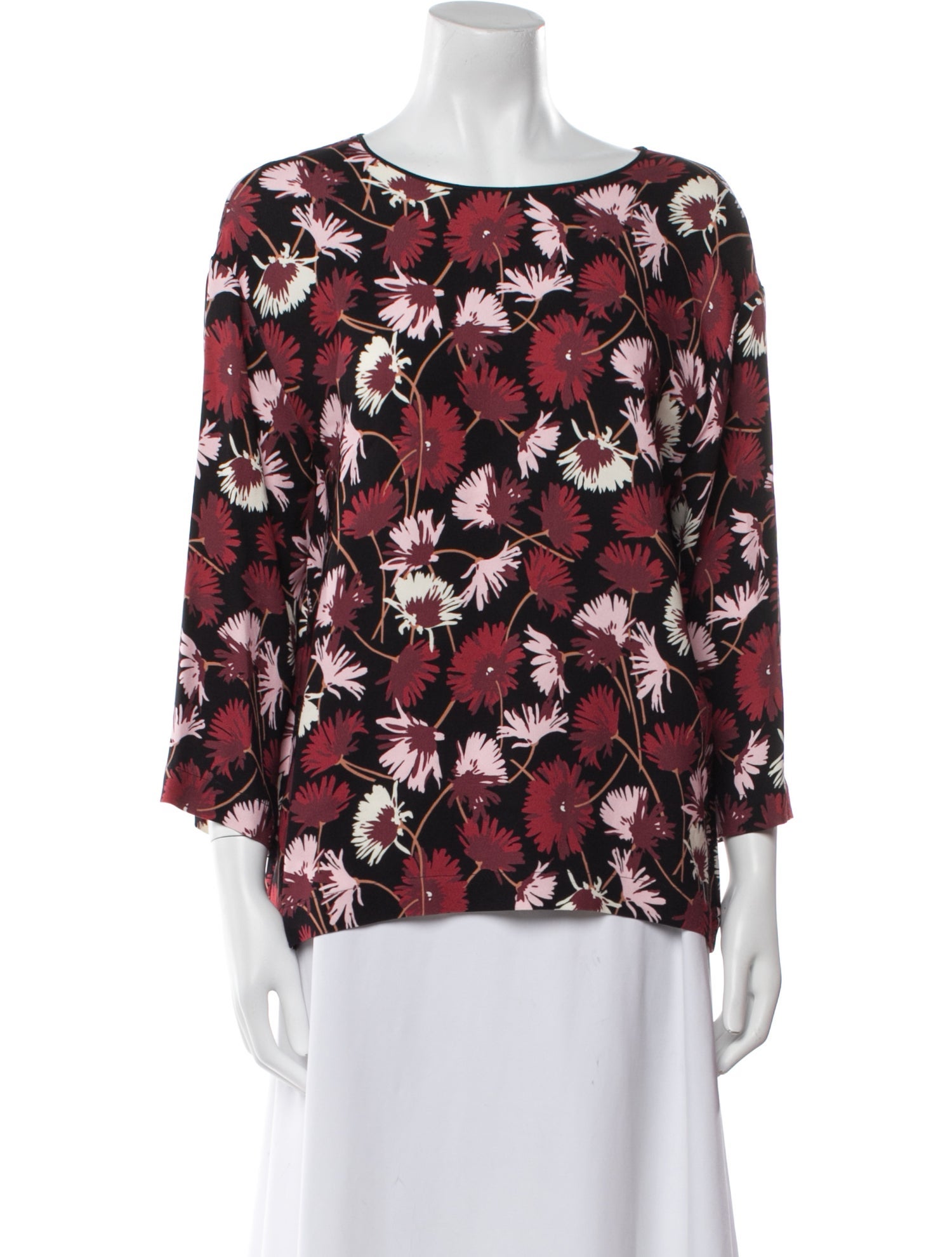 Rochas Floral Print Bateau Neckline Blouse