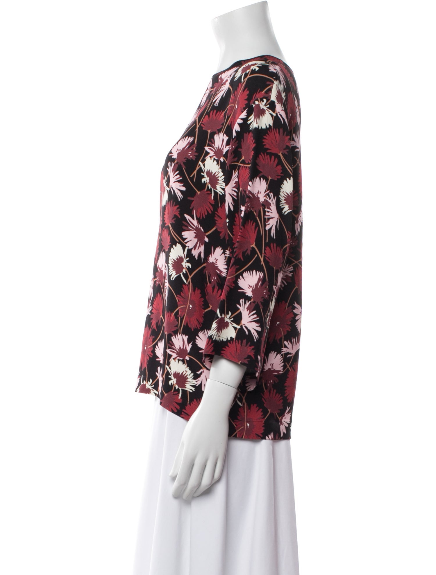 Rochas Floral Print Bateau Neckline Blouse