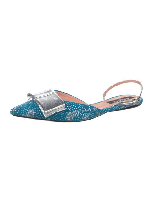 Rochas Animal Print Glitter Accents Slingback Flats