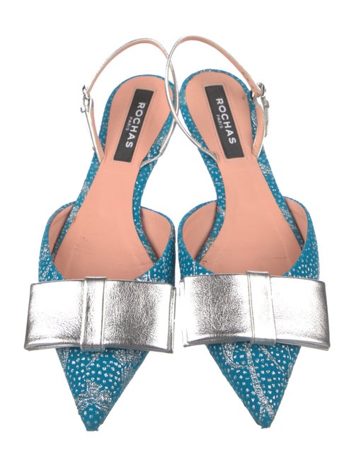 Rochas Animal Print Glitter Accents Slingback Flats