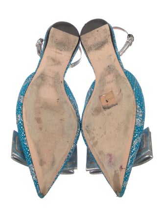 Rochas Animal Print Glitter Accents Slingback Flats