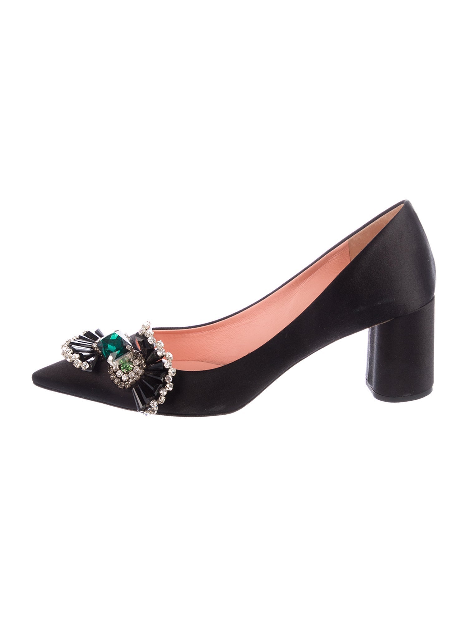 Rochas Satin Crystal Embellishments Pumps