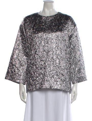 Pre-owned Rochas Crew Neck Three-quarter Sleeve Top In White