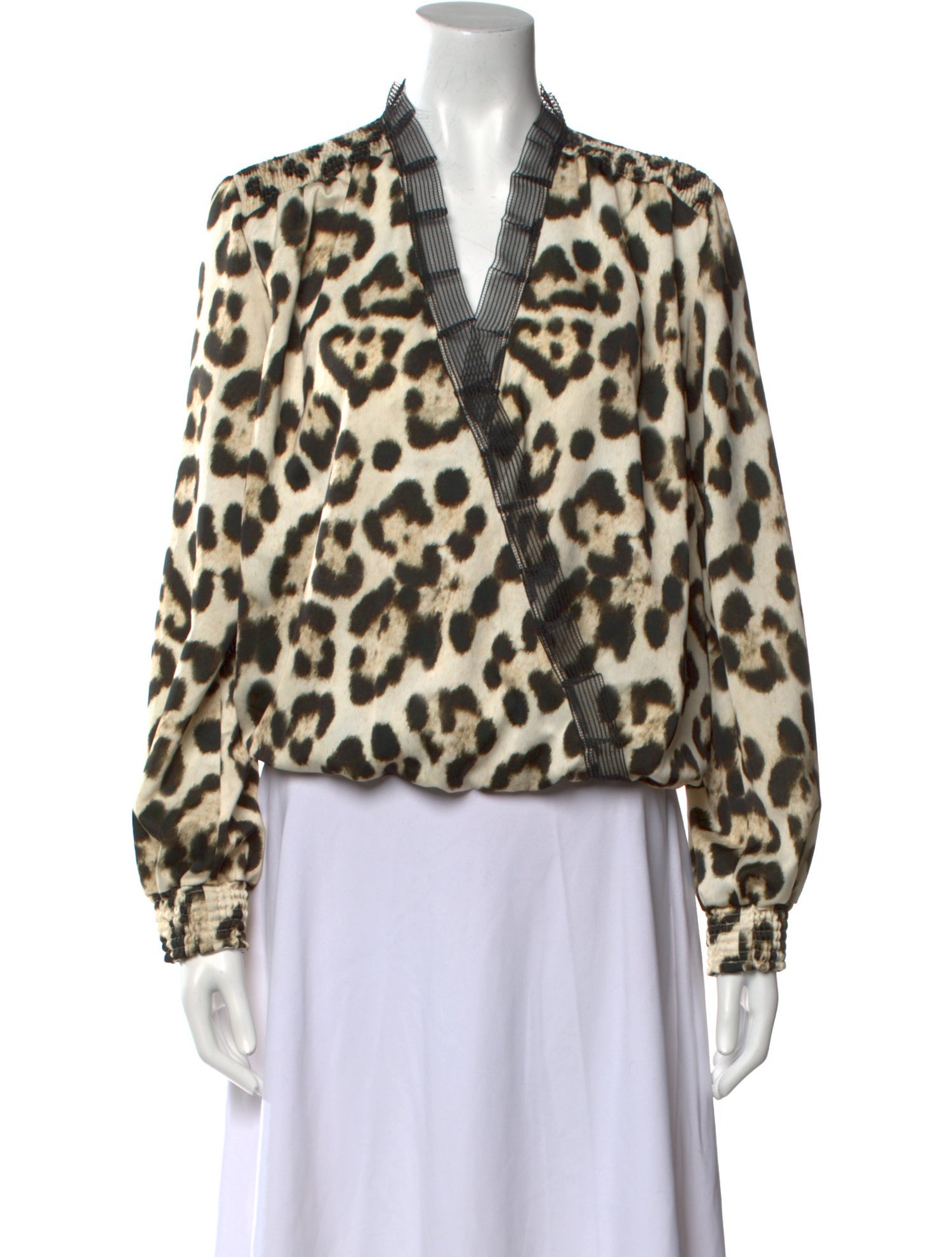 Roccobarocco Animal Print V-Neck Blouse