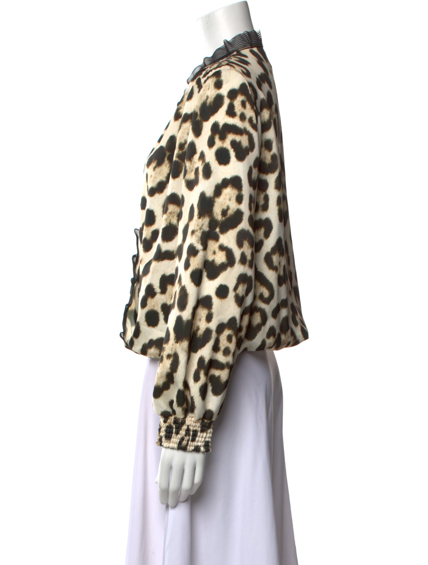 Roccobarocco Animal Print V-Neck Blouse