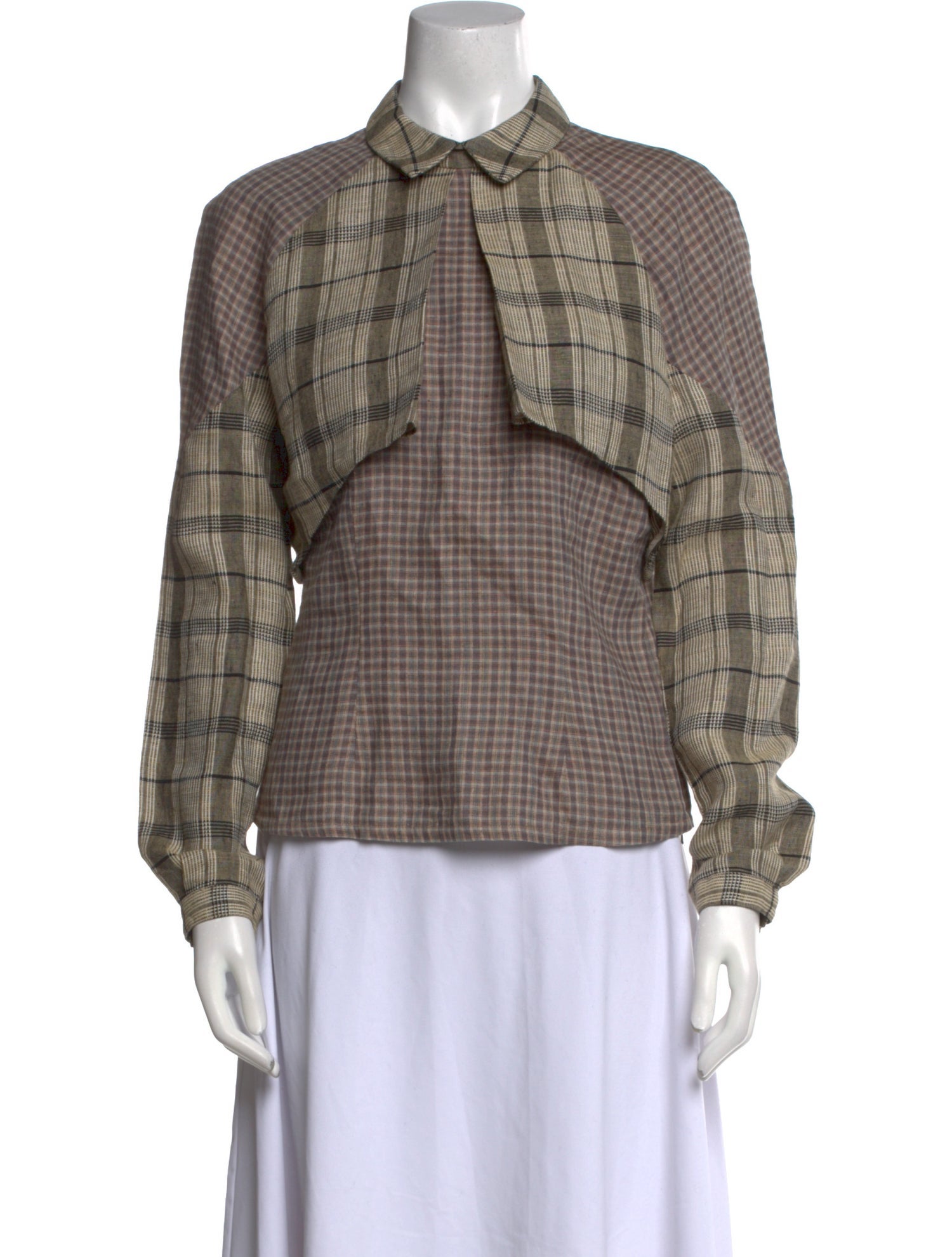 Rodarte x Opening Ceremony Silk Plaid Print Button-Up Top