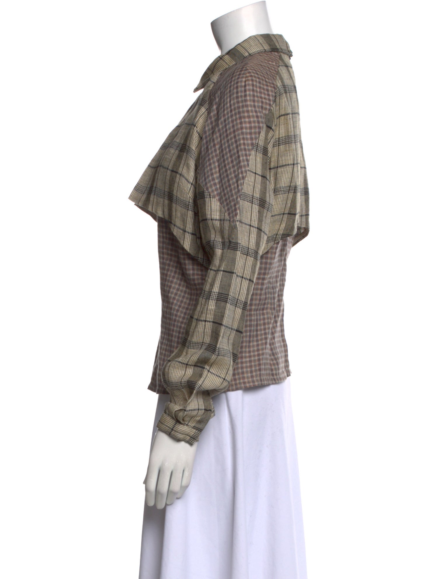 Rodarte x Opening Ceremony Silk Plaid Print Button-Up Top