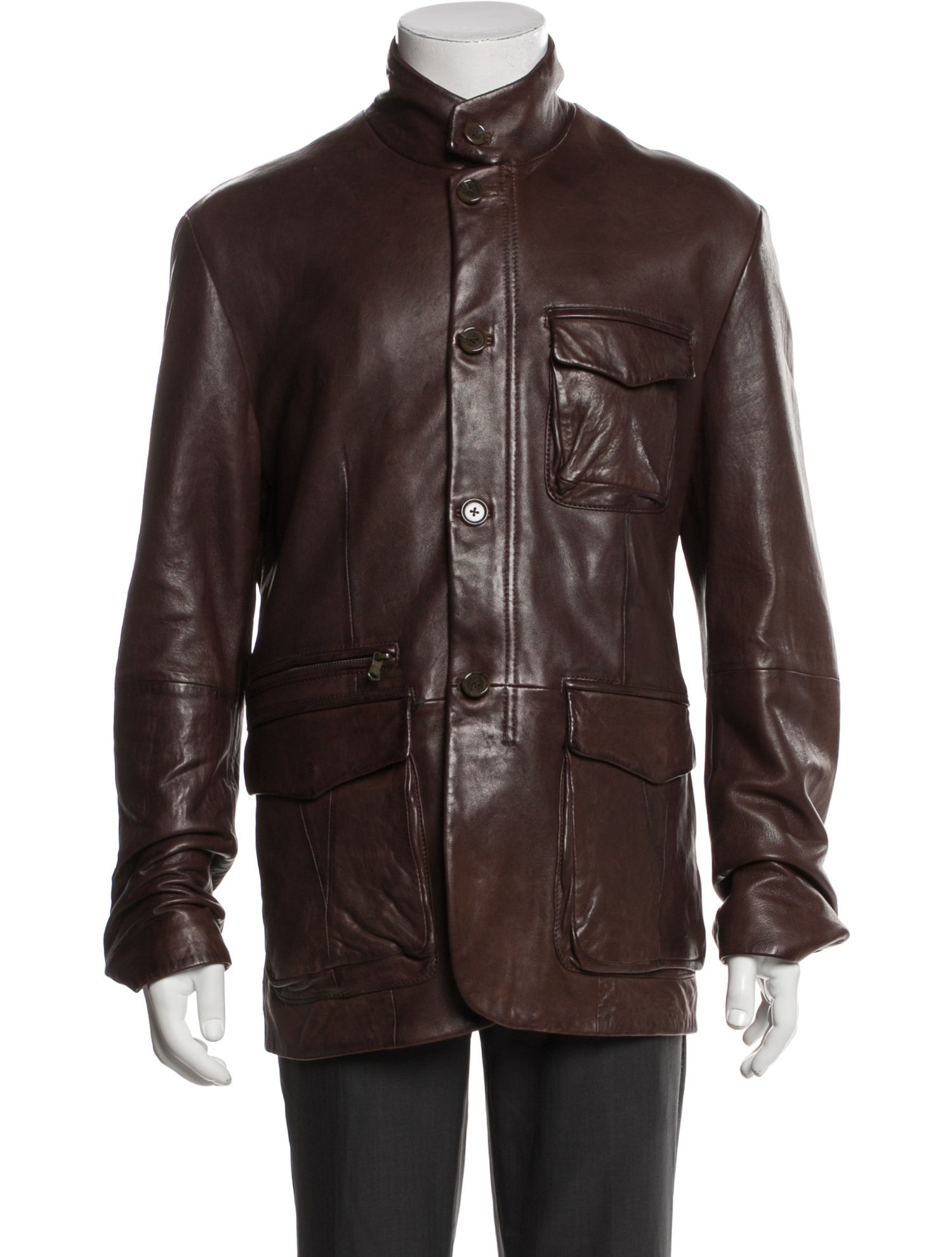Robert Comstock Lamb Leather Utility Jacket