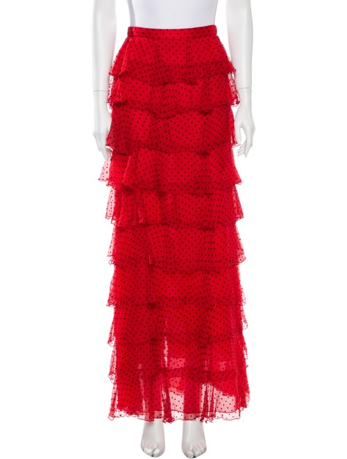 Rodarte Silk Long Skirt Red