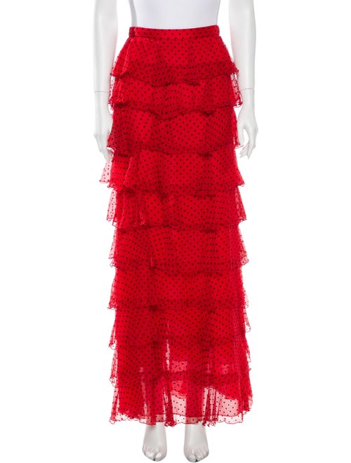 Rodarte Silk Long Skirt Red