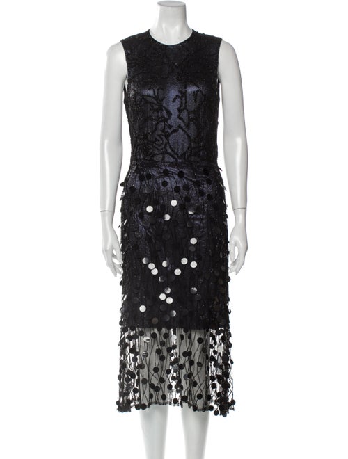 Rodarte Crew Neck Midi Length Dress Blue