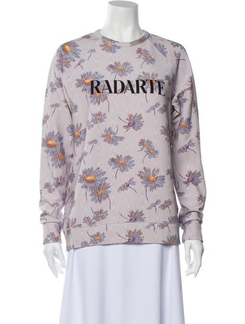 Rodarte Floral Print Crew Neck Sweater Purple