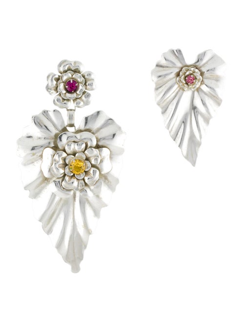 Rodarte Silver Leaf Earrings Brass