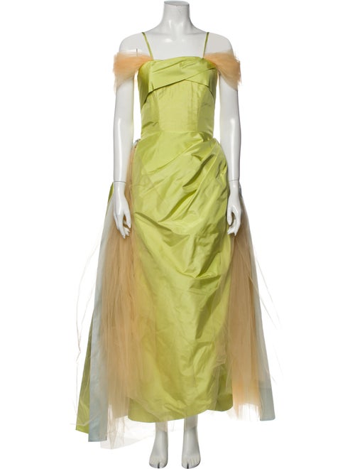 Rodarte Silk Long Dress Green