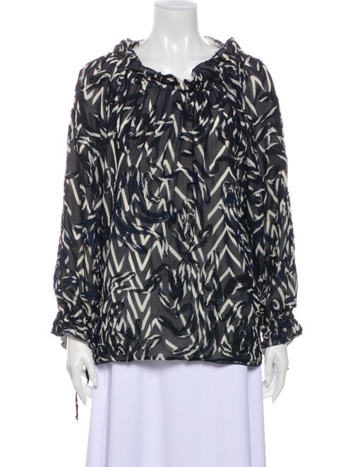 Rodarte Silk Printed Blouse Blue