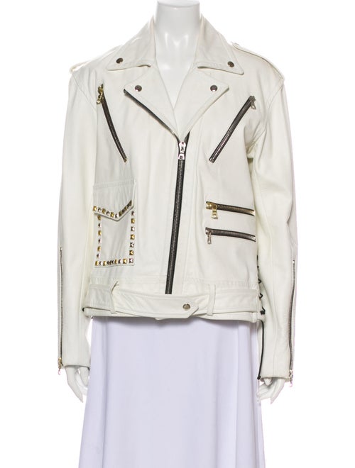 Rodarte Leather Biker Jacket White