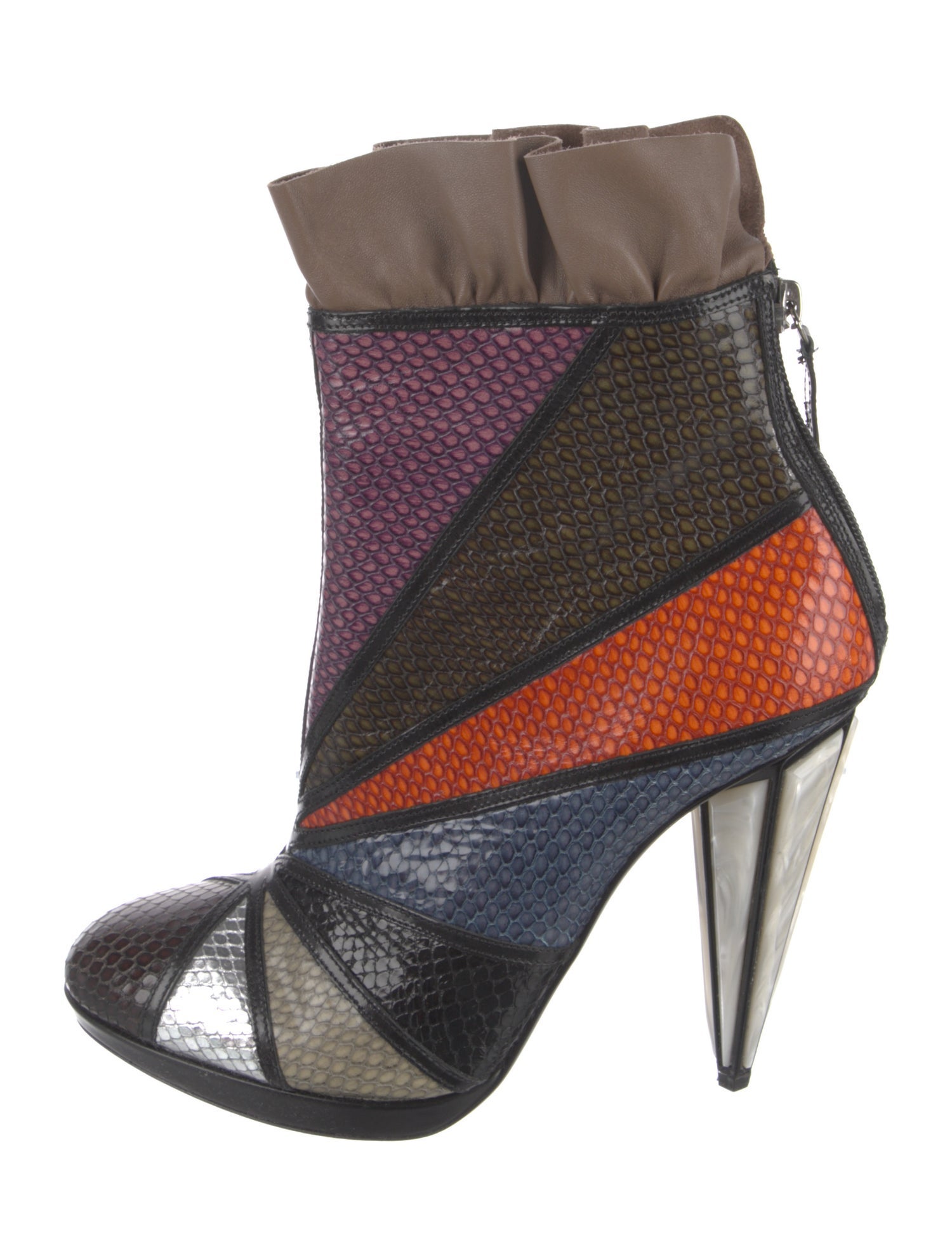 Rodarte Leather Colorblock Pattern Boots