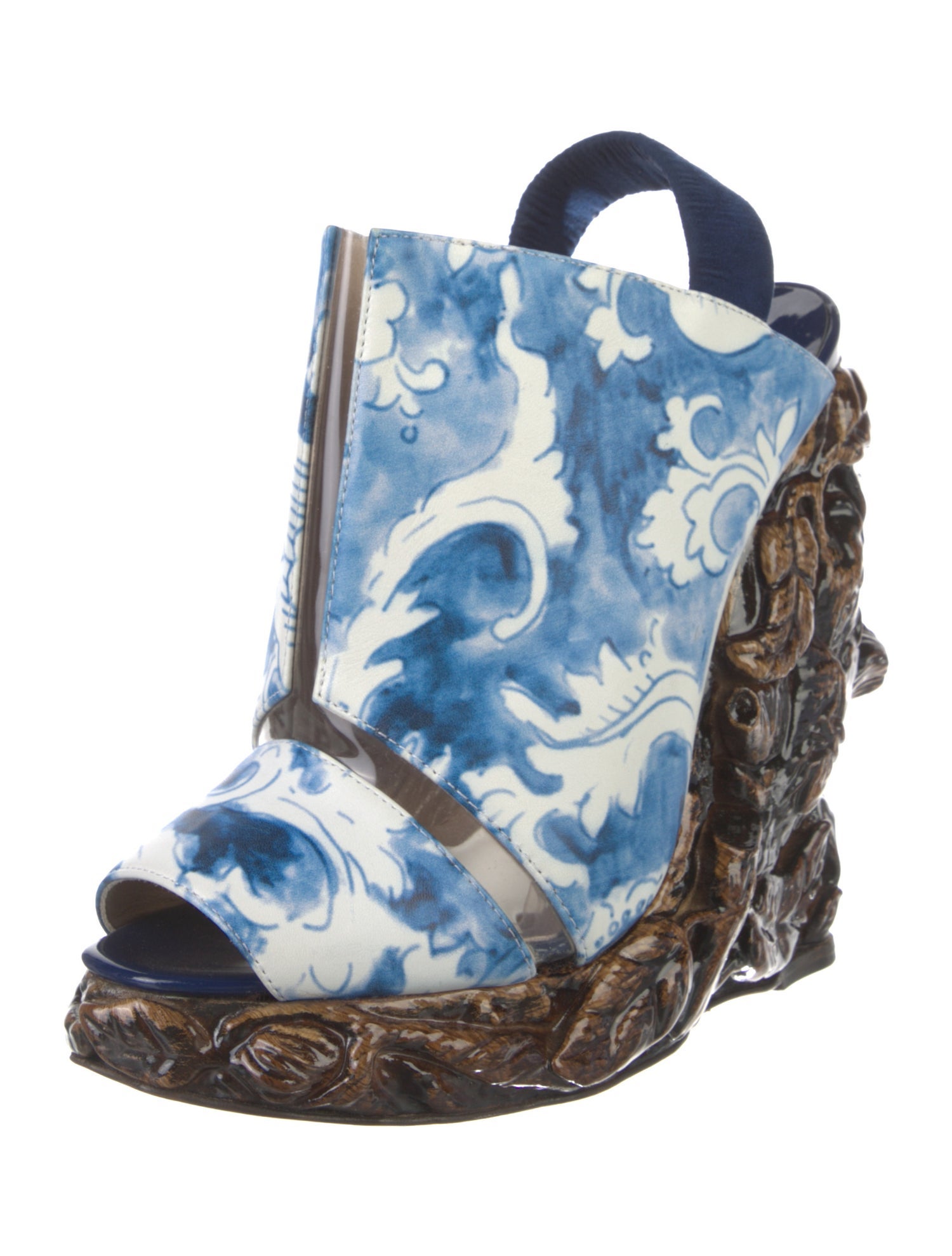 Rodarte Leather Floral Print Mules