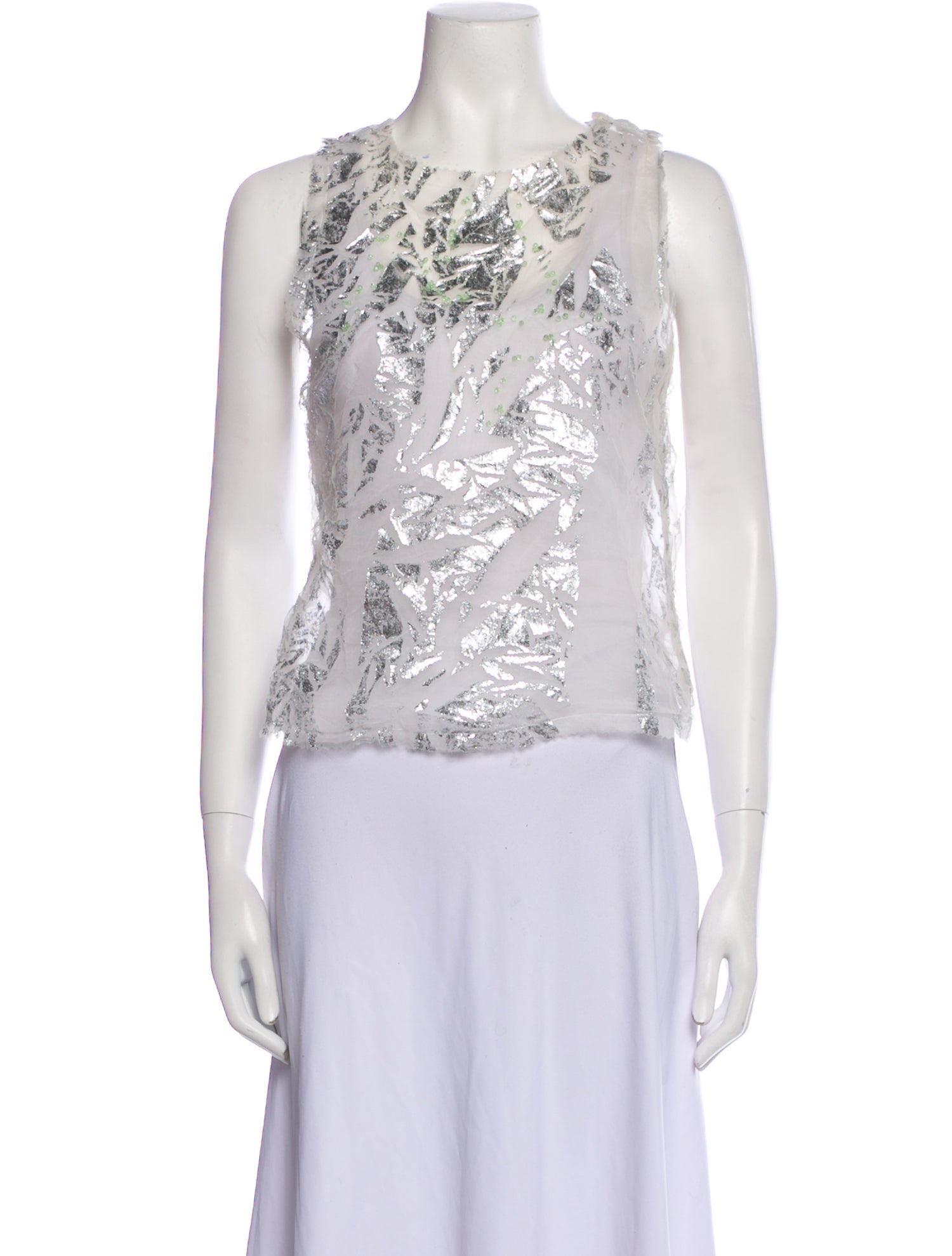 Rodarte Floral Print Crew Neck Crop Top